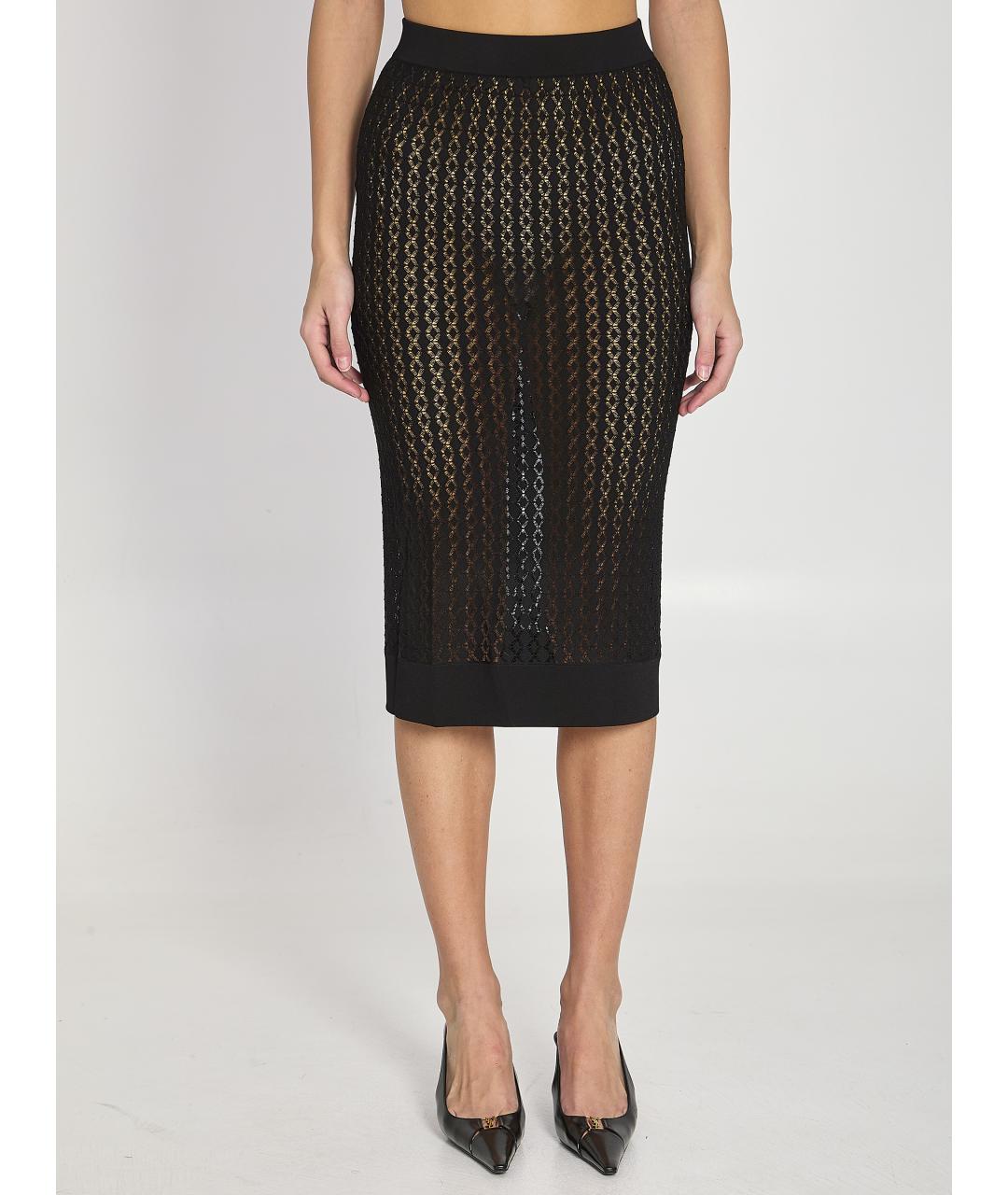 SAINT LAURENT Черная вискозная юбка миди, фото 2