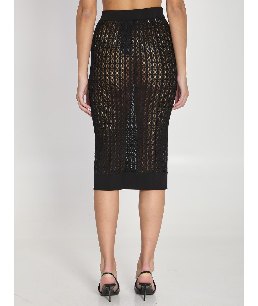 SAINT LAURENT Черная вискозная юбка миди, фото 5