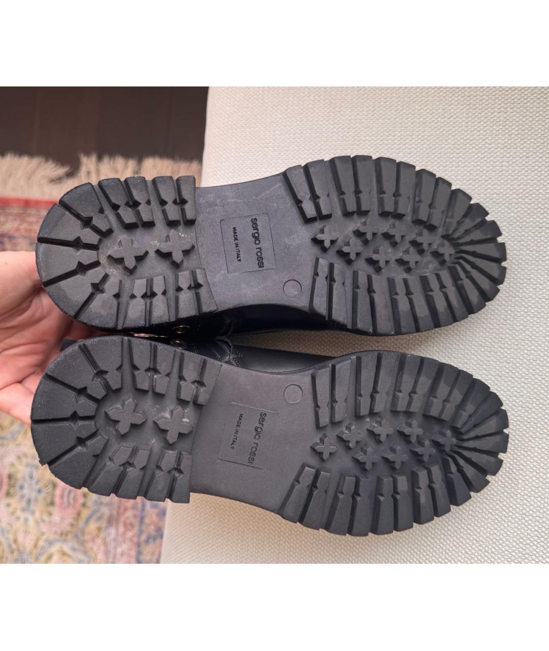 SERGIO ROSSI Черные кожаные ботинки, фото 5