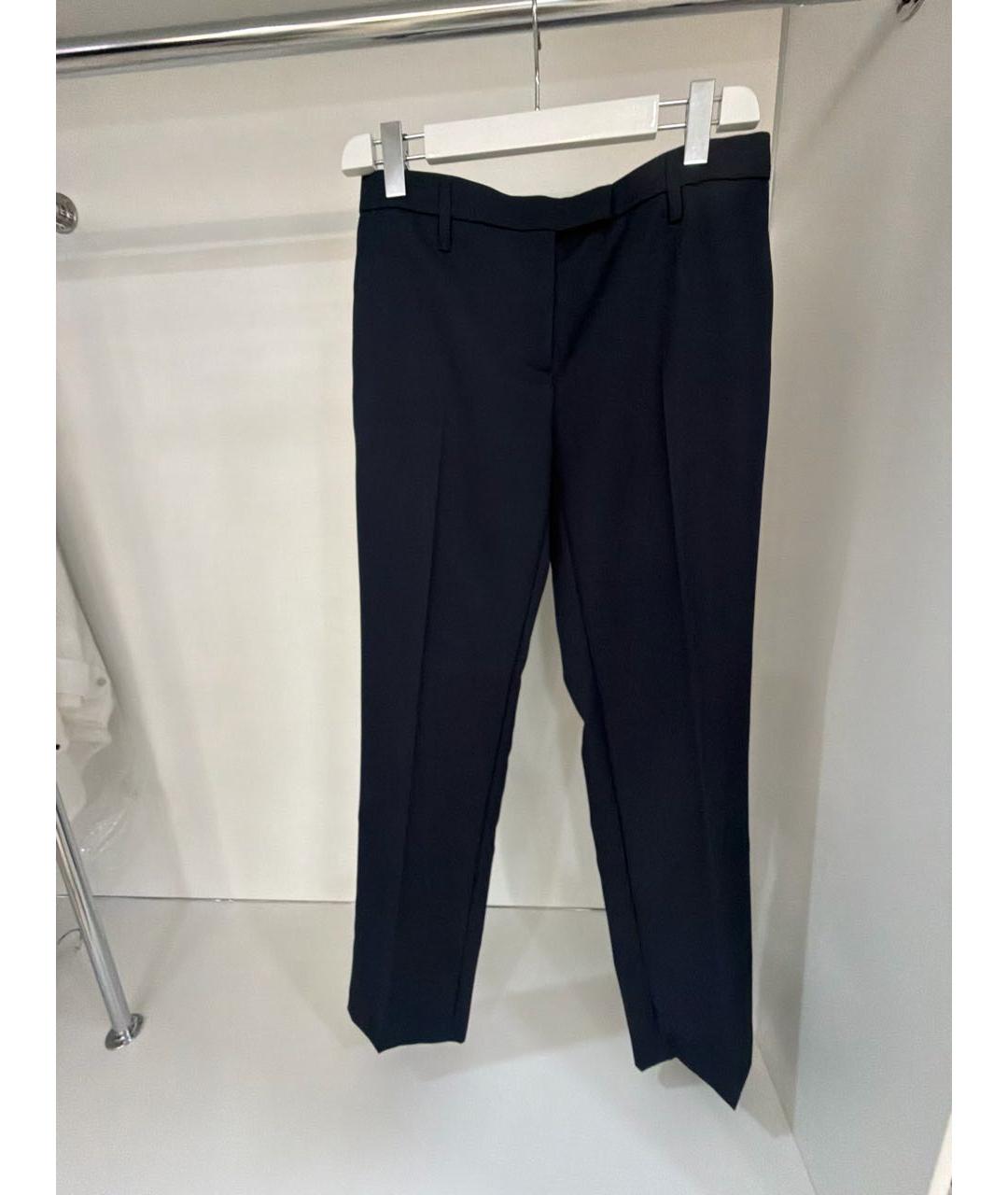 PRADA Темно-синие полиэстеровые прямые брюки, фото 6