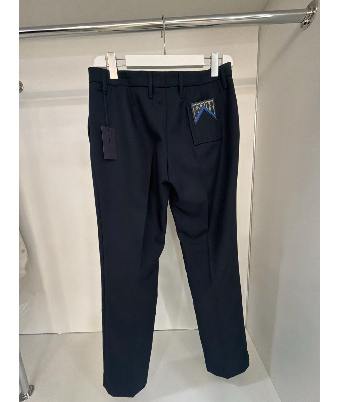 PRADA Темно-синие полиэстеровые прямые брюки, фото 2