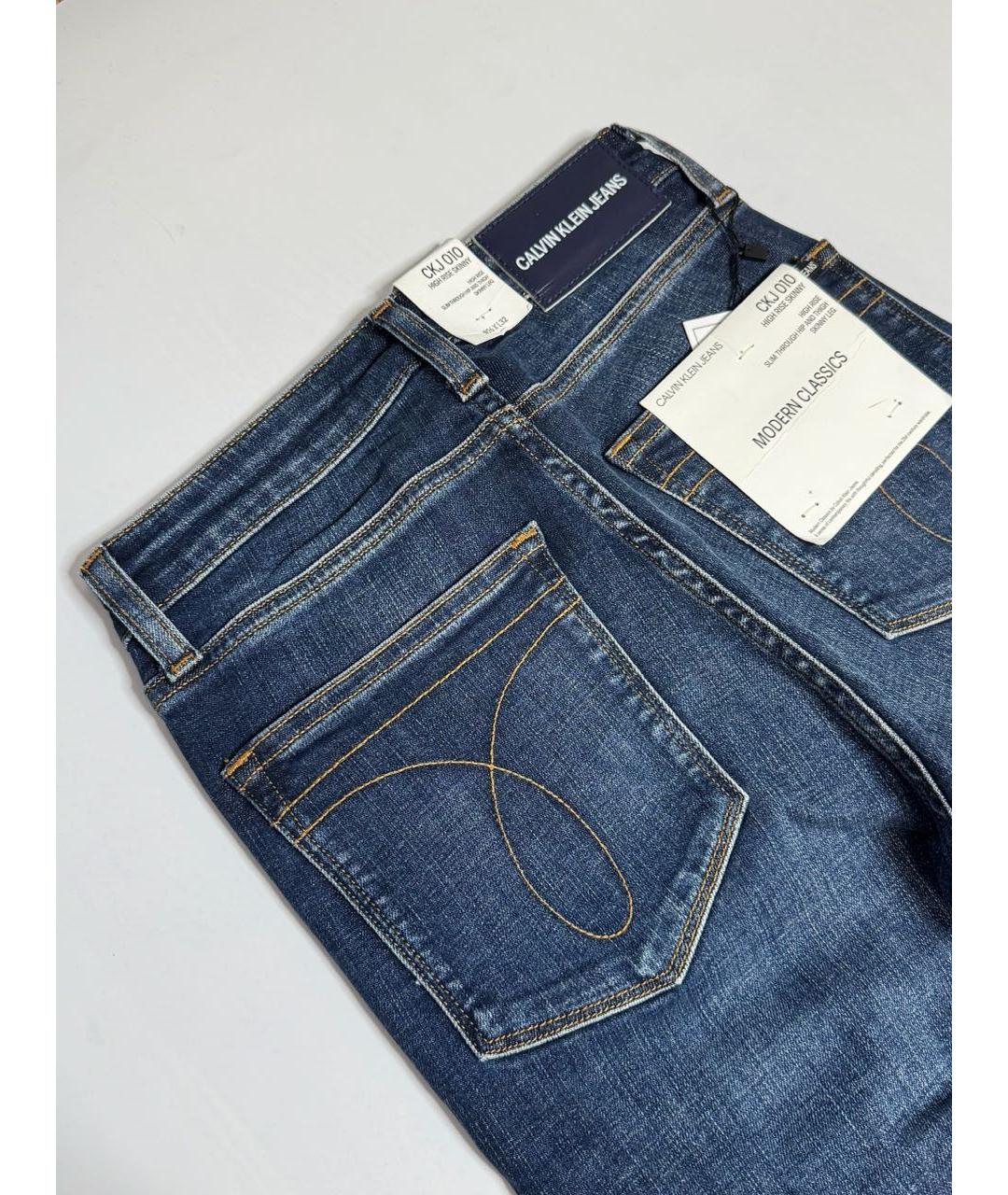 CALVIN KLEIN Синие хлопко-эластановые джинсы слим, фото 6