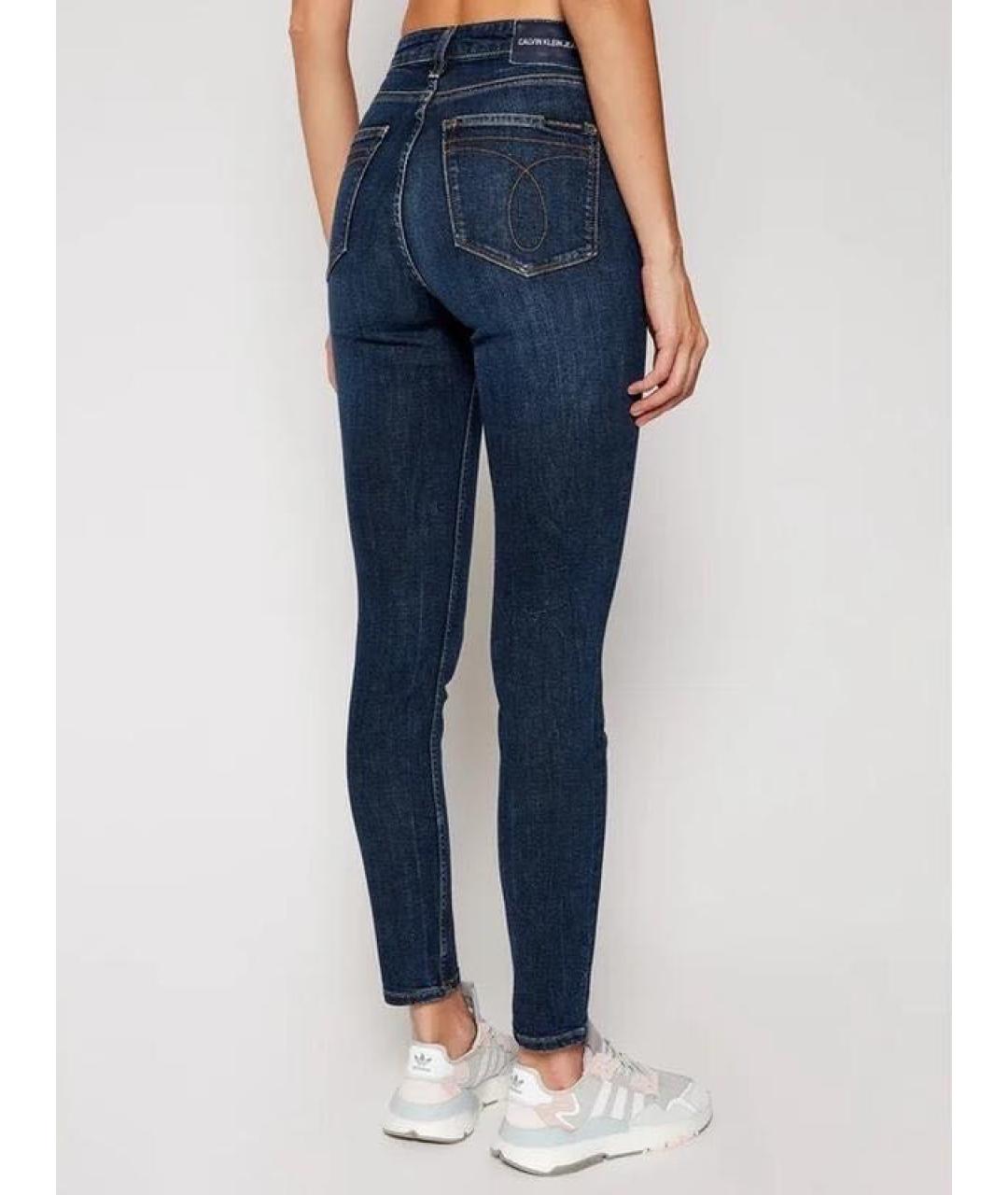 CALVIN KLEIN Синие хлопко-эластановые джинсы слим, фото 3