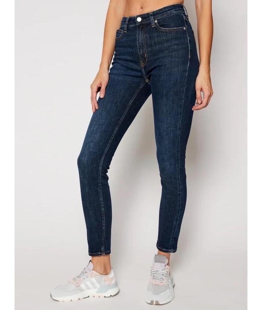 CALVIN KLEIN Синие хлопко-эластановые джинсы слим, фото 2