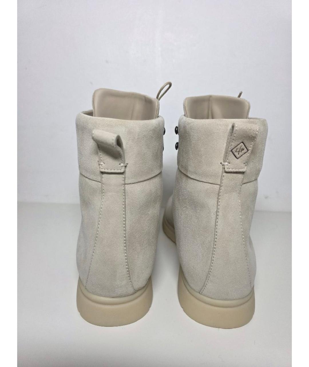 LORO PIANA Бежевые замшевые ботинки, фото 4