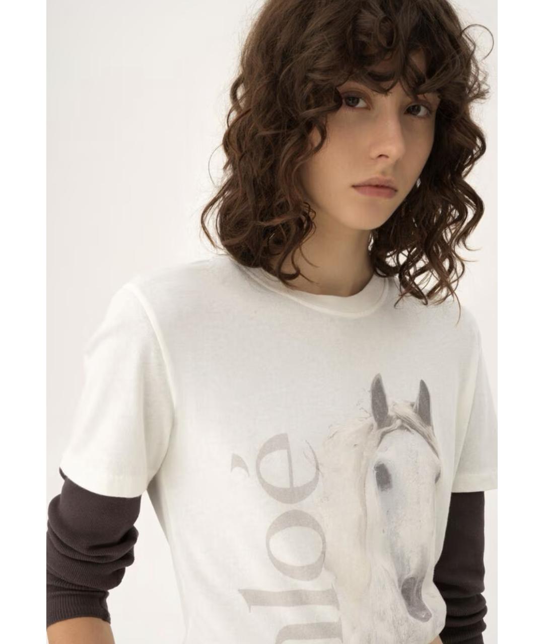 CHLOE Белая хлопковая футболка, фото 4