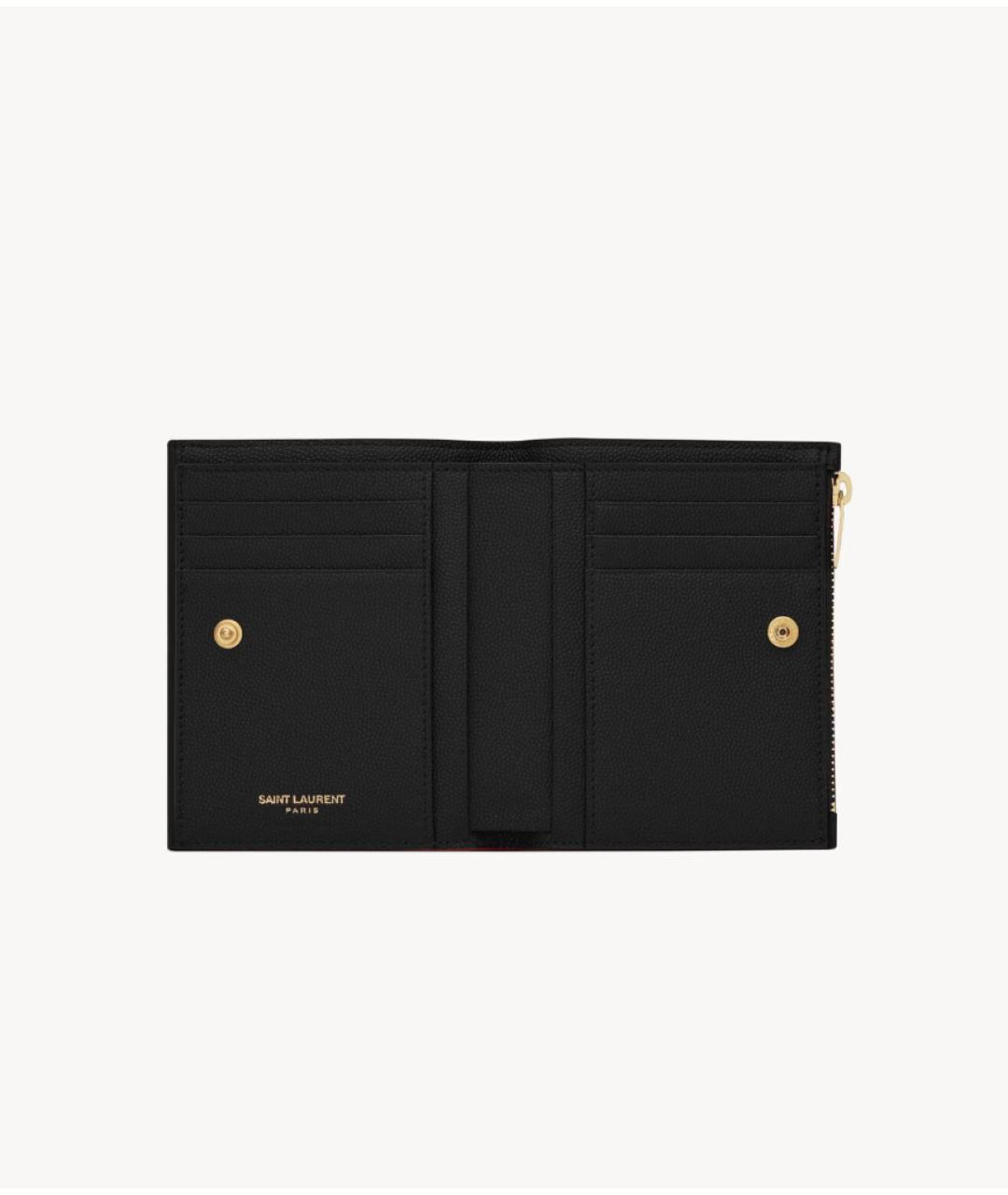SAINT LAURENT Черный кожаный кошелек, фото 4