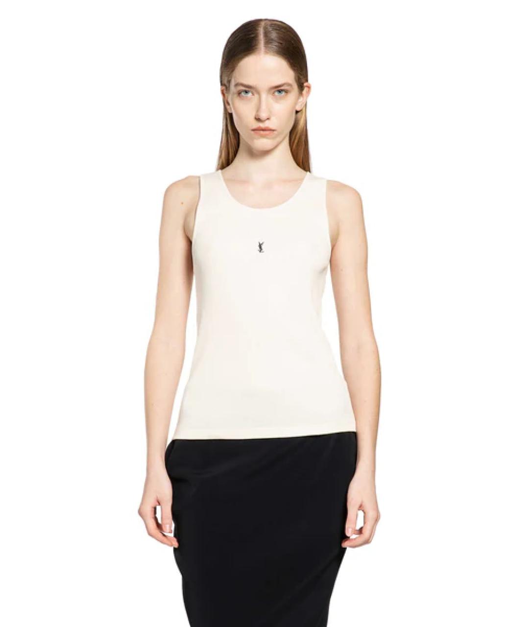 SAINT LAURENT Белая хлопковая майка, фото 3