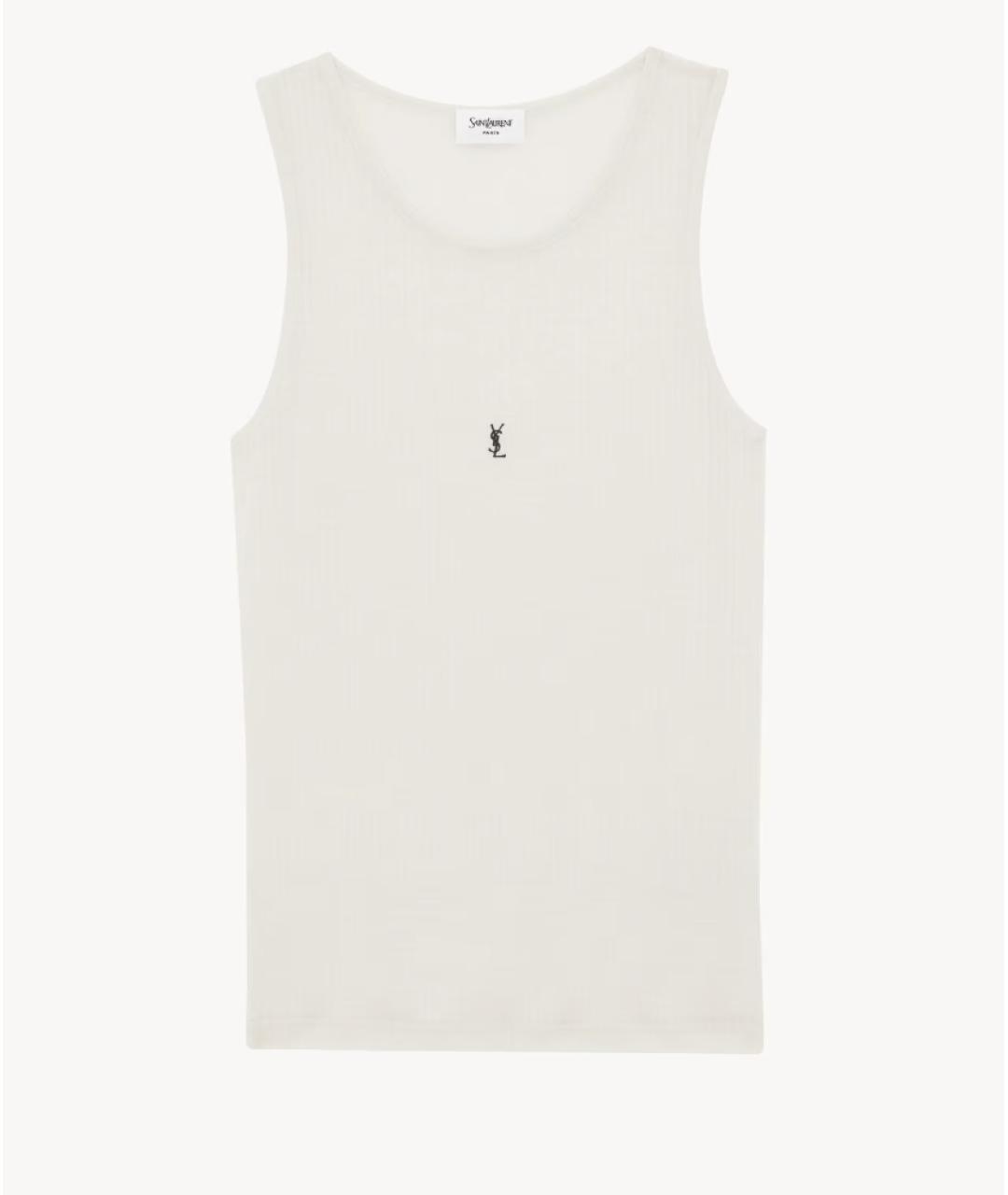 SAINT LAURENT Белая хлопковая майка, фото 5