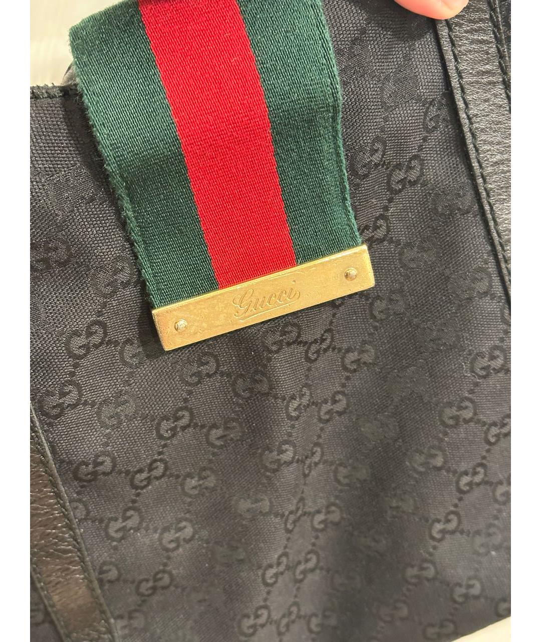 GUCCI Черная кожаная сумка тоут, фото 2