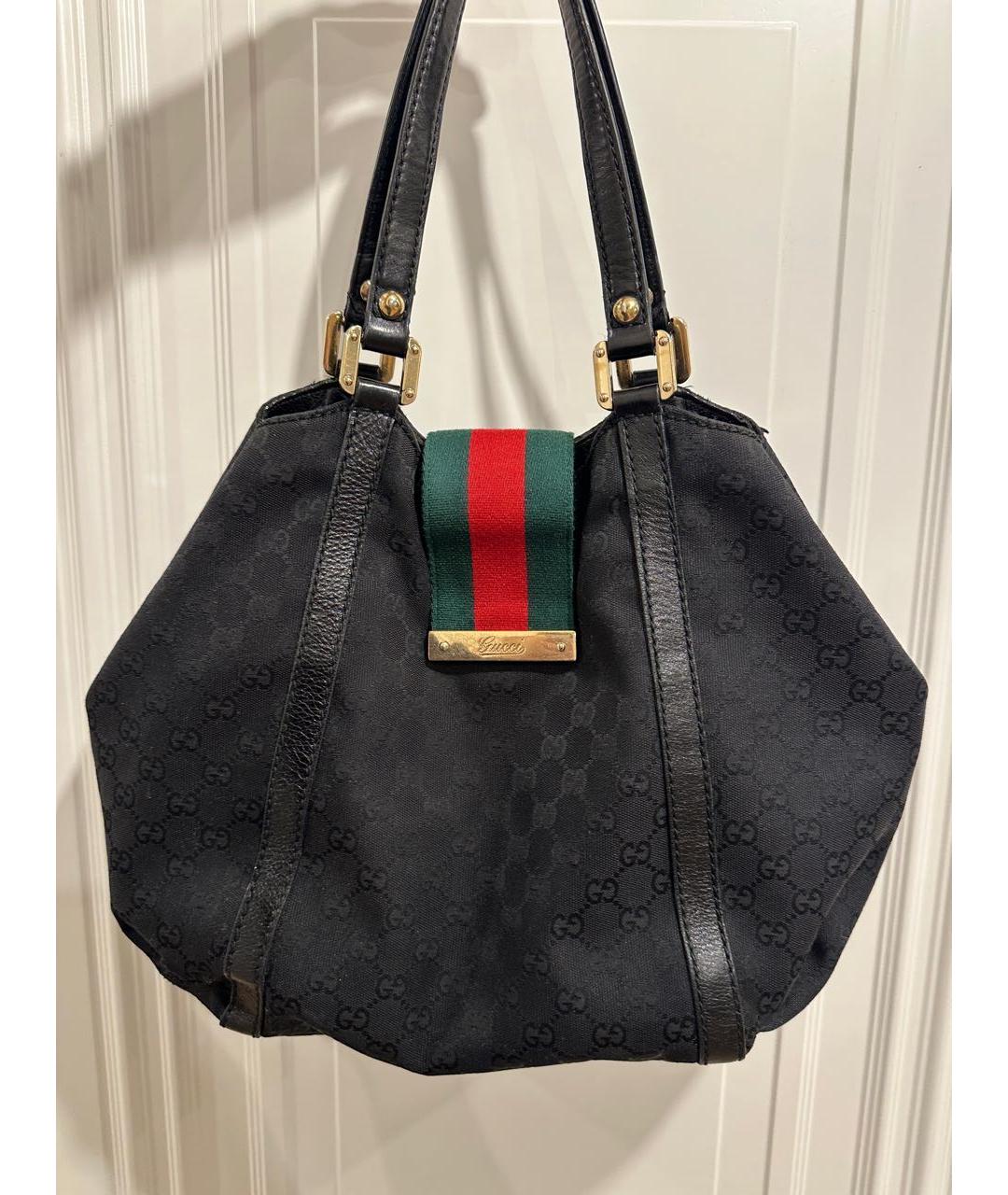 GUCCI Черная кожаная сумка тоут, фото 4