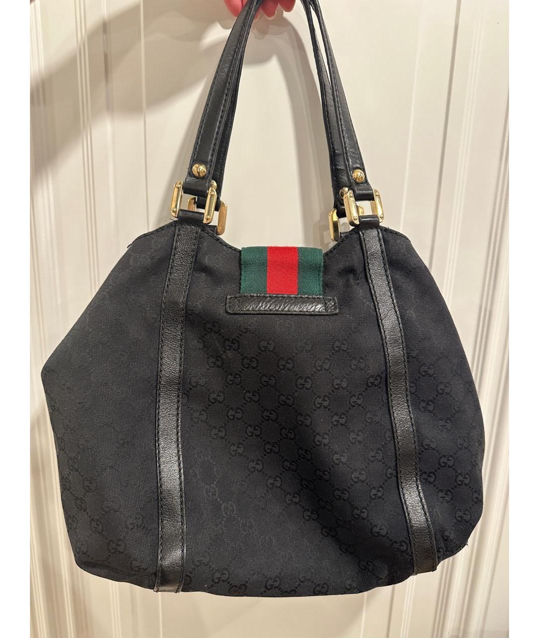 GUCCI Черная кожаная сумка тоут, фото 3