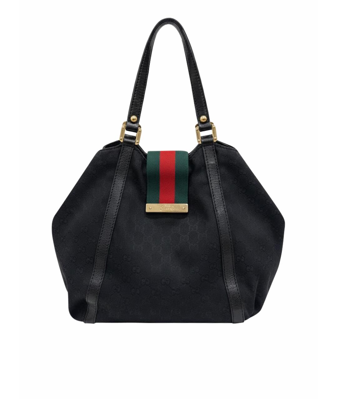 GUCCI Черная кожаная сумка тоут, фото 1