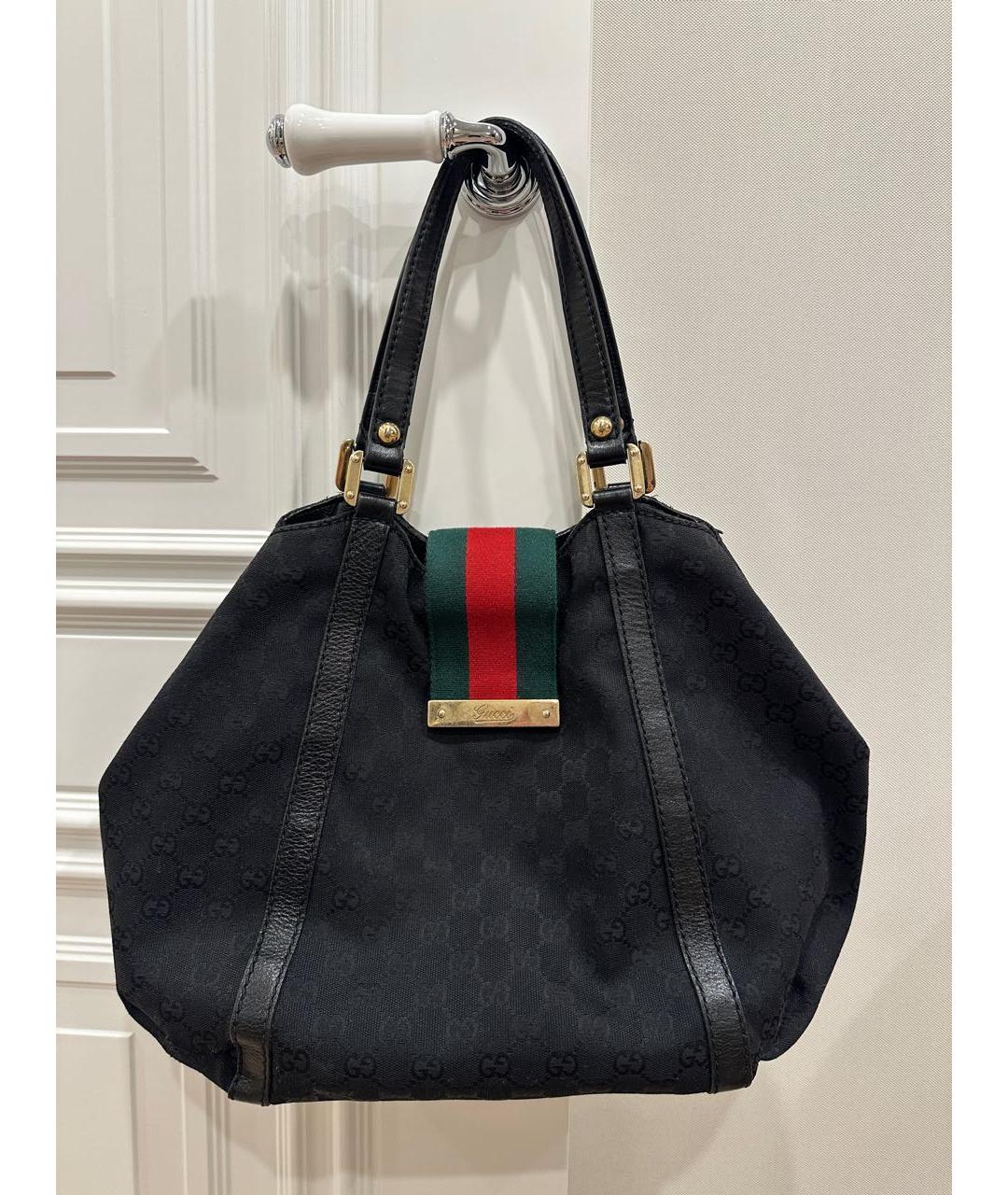 GUCCI Черная кожаная сумка тоут, фото 9