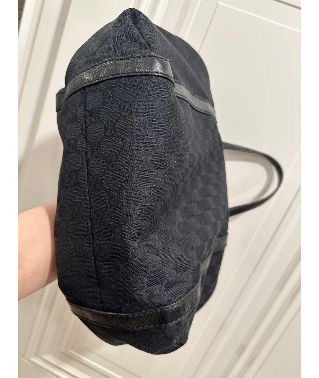 GUCCI Черная кожаная сумка тоут, фото 6