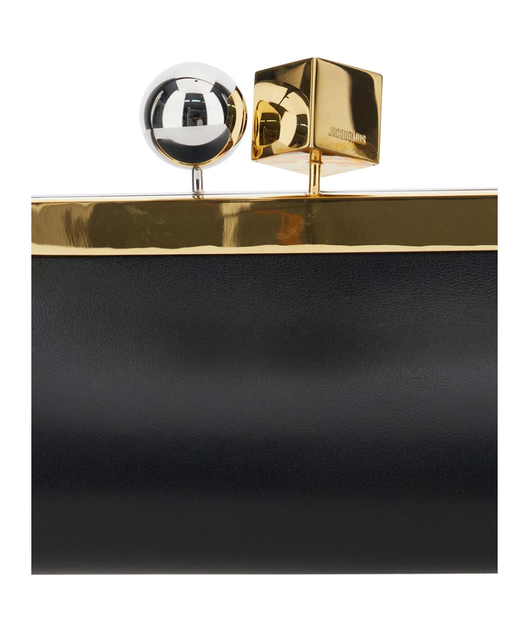 JACQUEMUS Черная кожаная сумка через плечо, фото 3