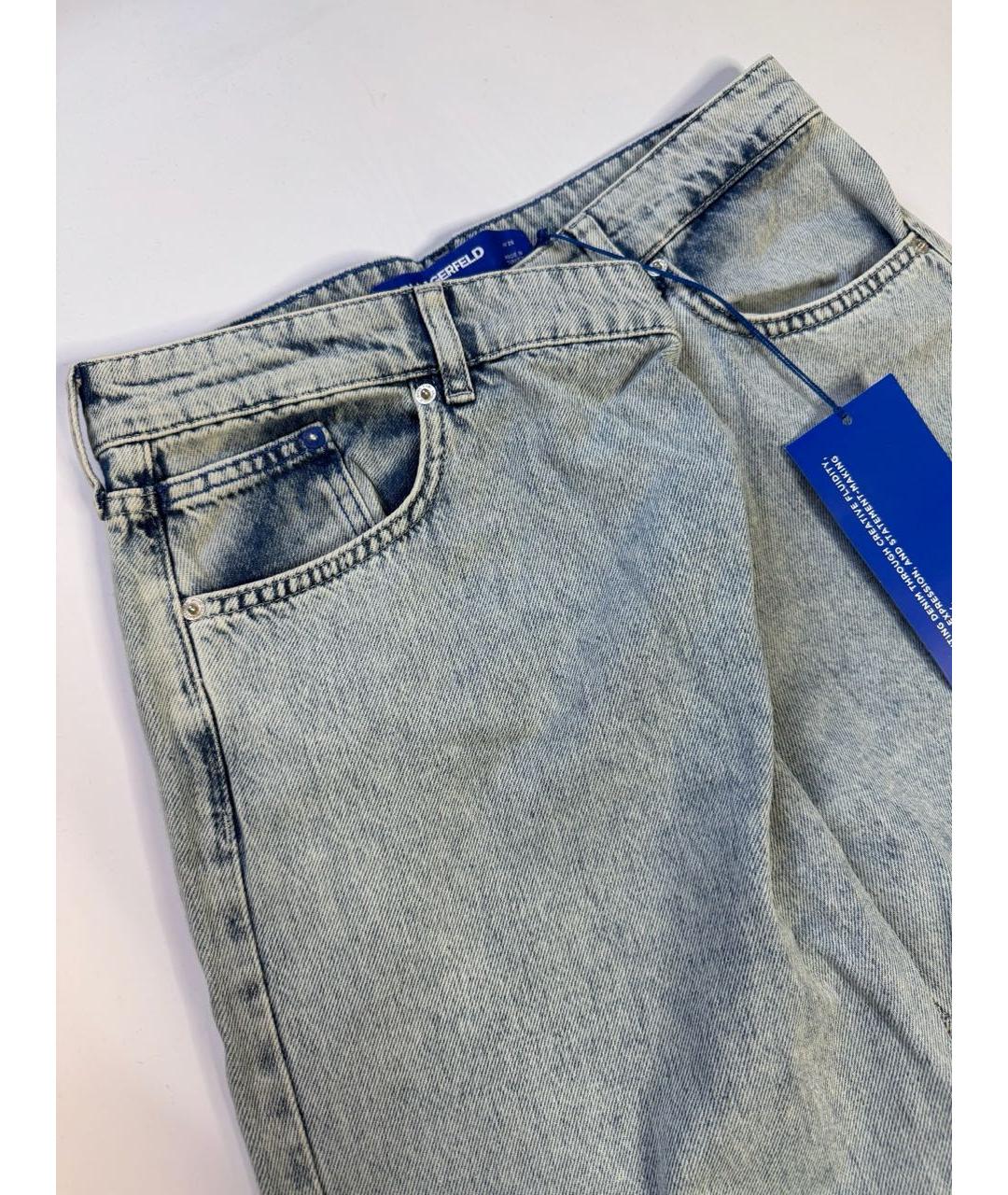 KARL LAGERFELD Голубые хлопковые прямые джинсы, фото 5