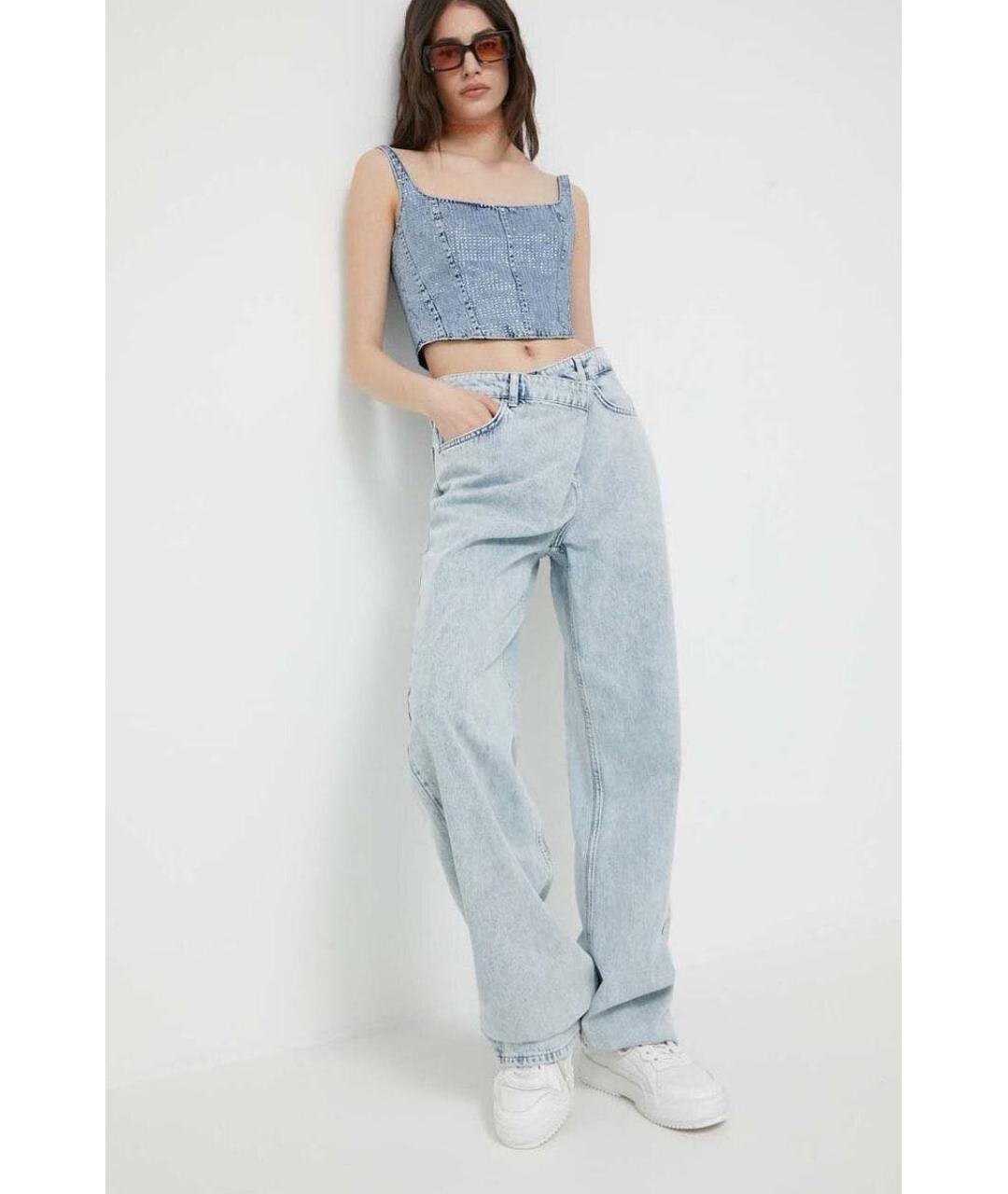 KARL LAGERFELD Голубые хлопковые прямые джинсы, фото 2