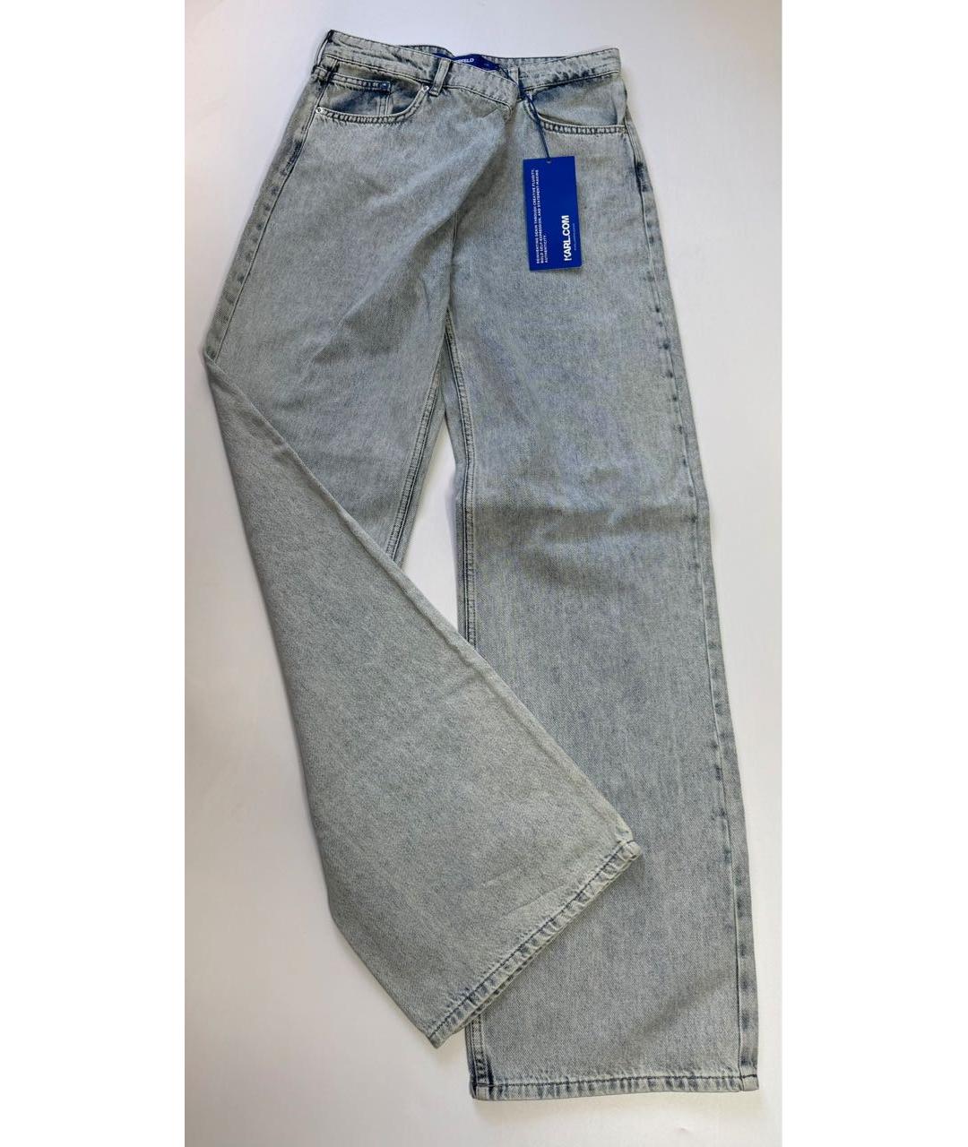 KARL LAGERFELD Голубые хлопковые прямые джинсы, фото 4