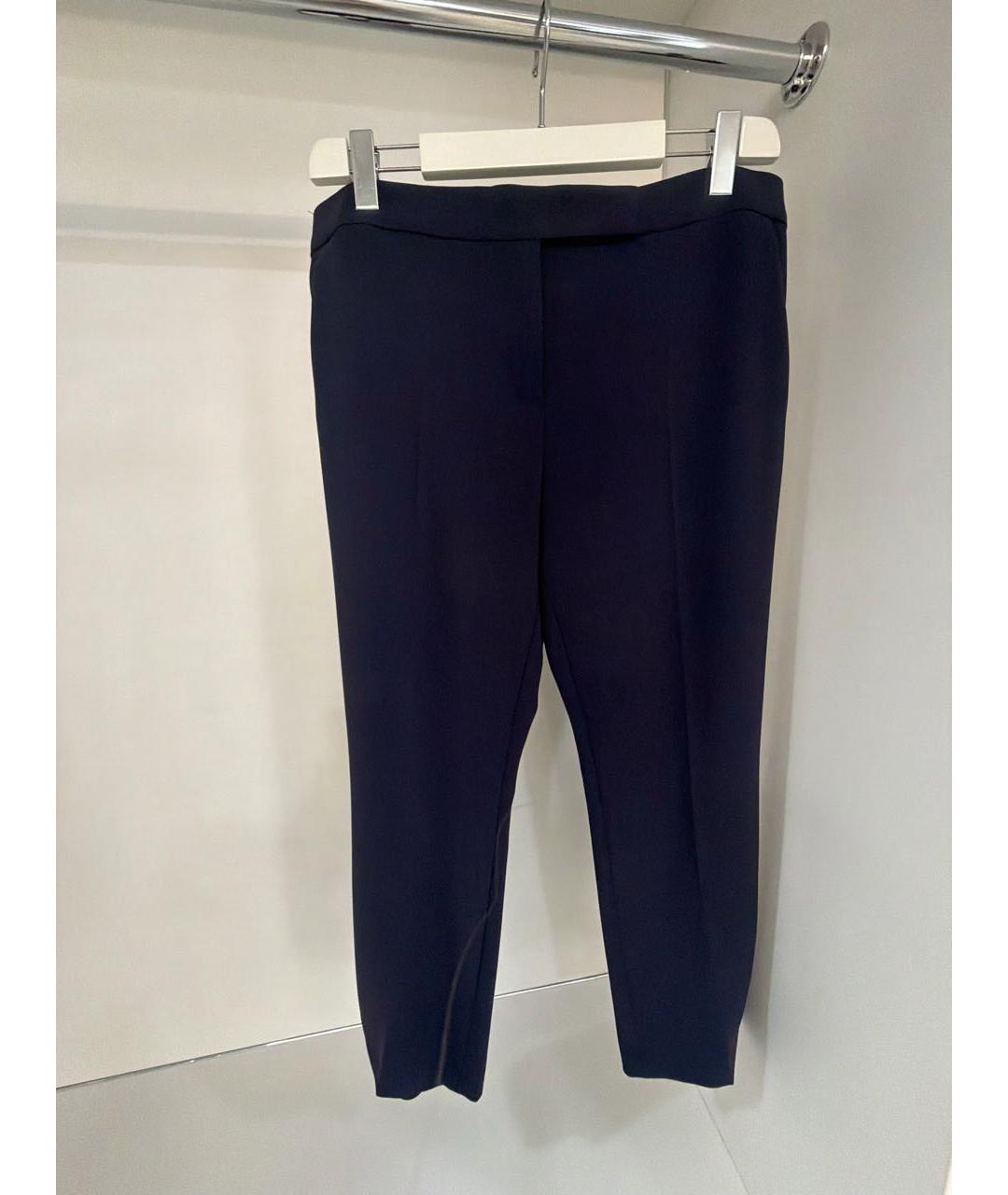 'S MAX MARA Темно-синие полиэстеровые прямые брюки, фото 5