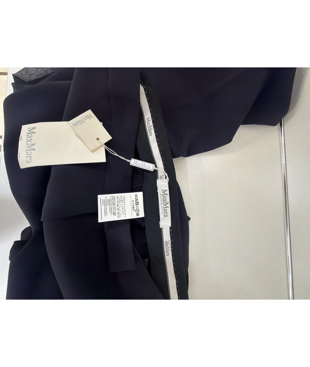 'S MAX MARA Темно-синие полиэстеровые прямые брюки, фото 3