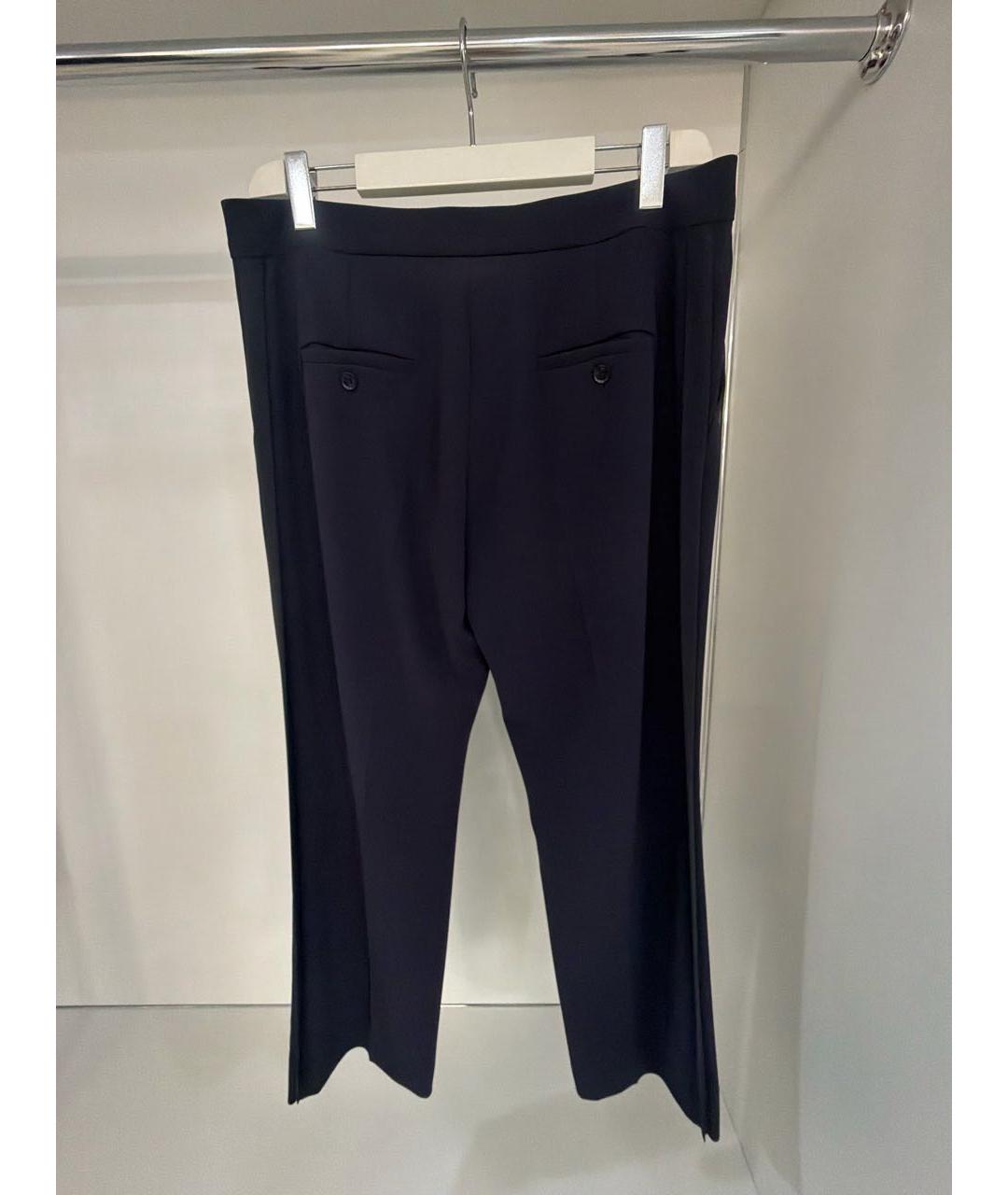 'S MAX MARA Темно-синие полиэстеровые прямые брюки, фото 2