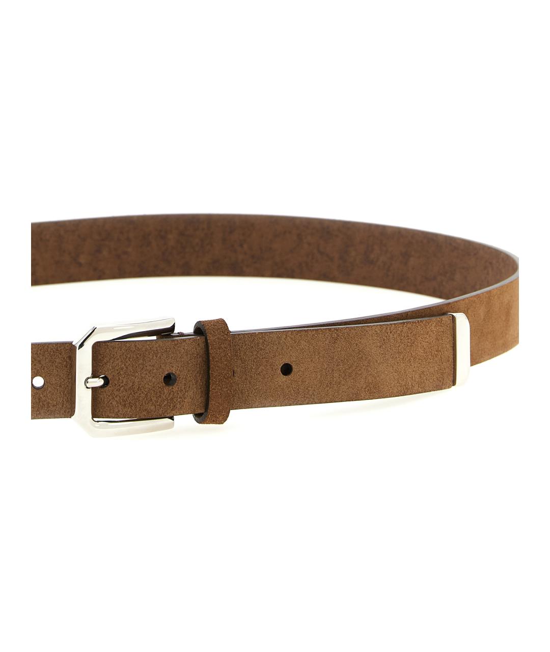 BRUNELLO CUCINELLI Коричневый кожаный ремень, фото 3