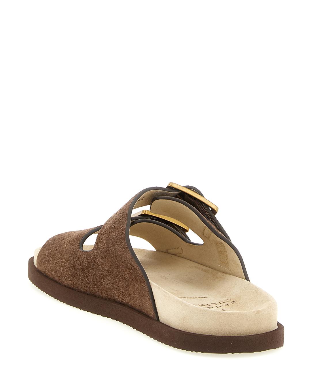 BRUNELLO CUCINELLI Коричневые замшевые шлепанцы, фото 2