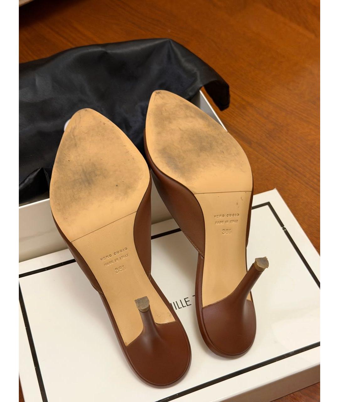 GIA COUTURE Коричневые кожаные мюли, фото 4