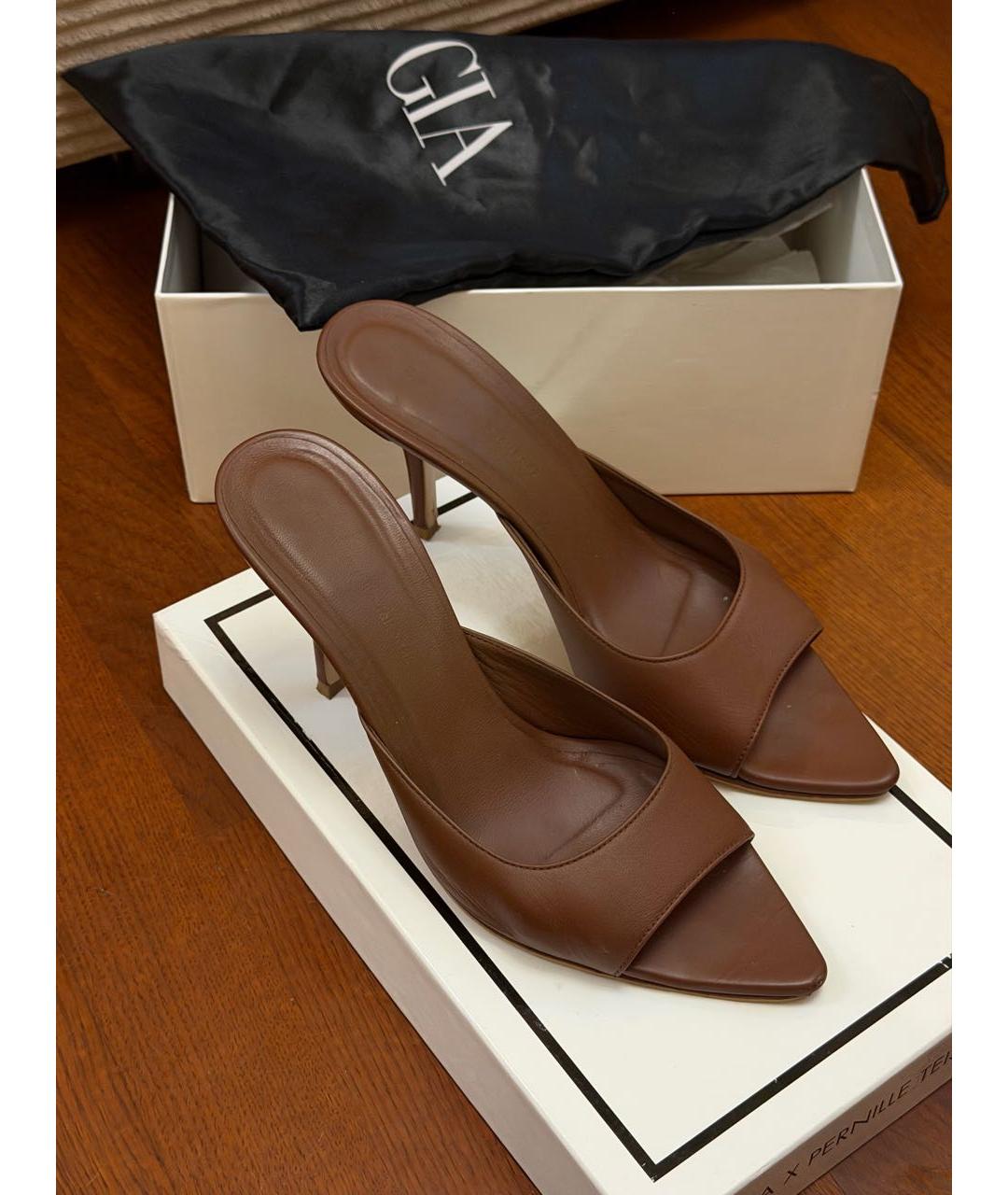 GIA COUTURE Коричневые кожаные мюли, фото 2