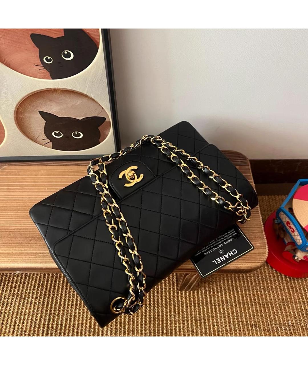 CHANEL Черная кожаная сумка через плечо, фото 7