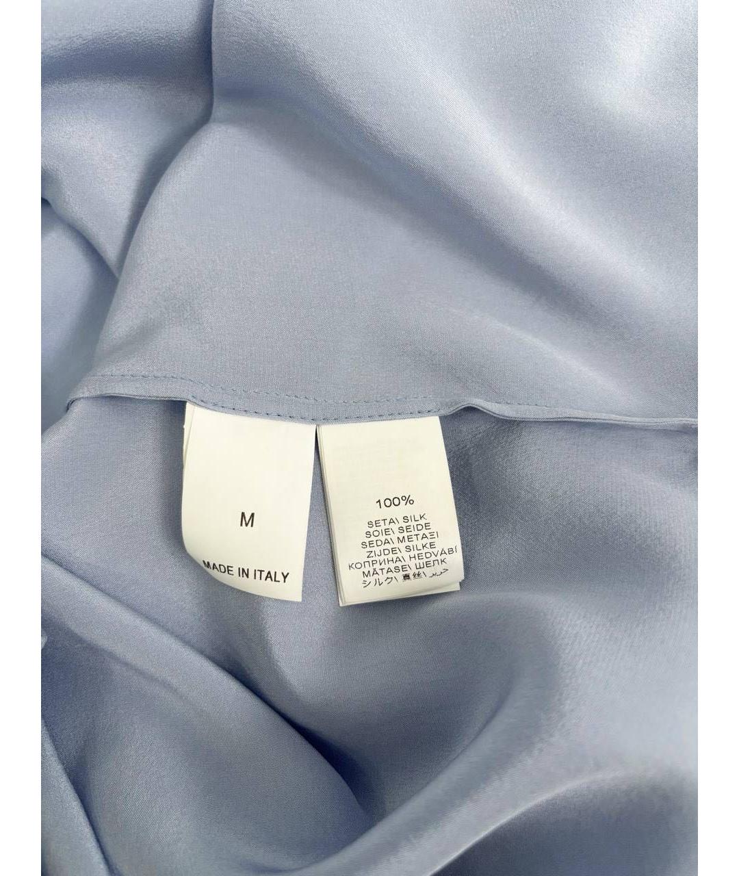 BRUNELLO CUCINELLI Голубая шелковая блузы, фото 4