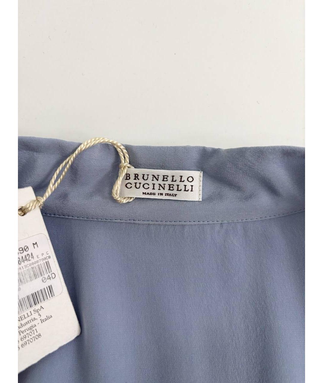 BRUNELLO CUCINELLI Голубая шелковая блузы, фото 3