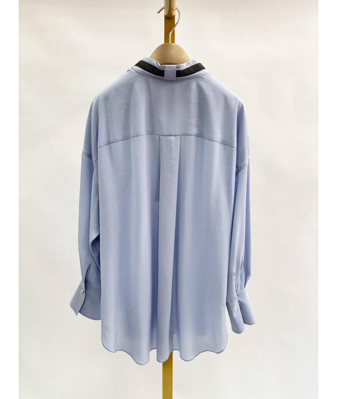 BRUNELLO CUCINELLI Голубая шелковая блузы, фото 2