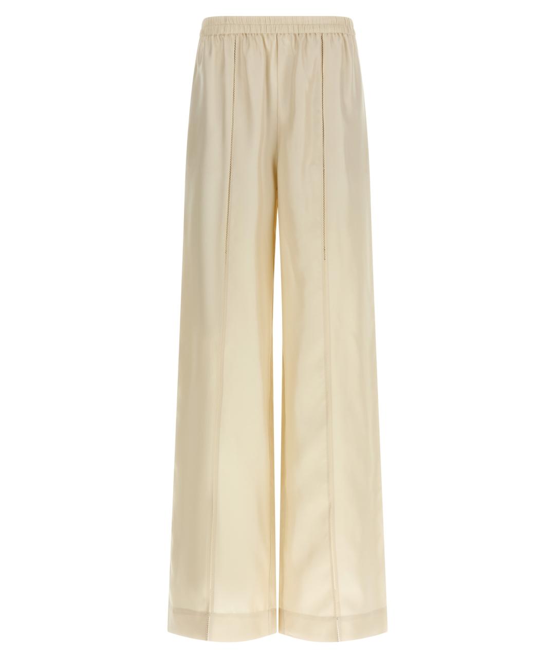 LOULOU STUDIO Бежевые шелковые брюки широкие, фото 1