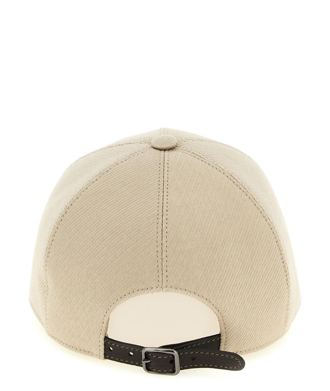 BRUNELLO CUCINELLI Бежевая хлопковая кепка, фото 3