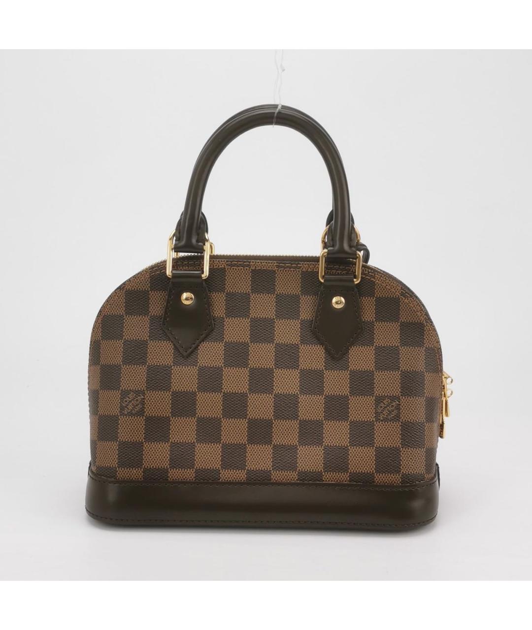 LOUIS VUITTON Коричневая кожаная сумка с короткими ручками, фото 4