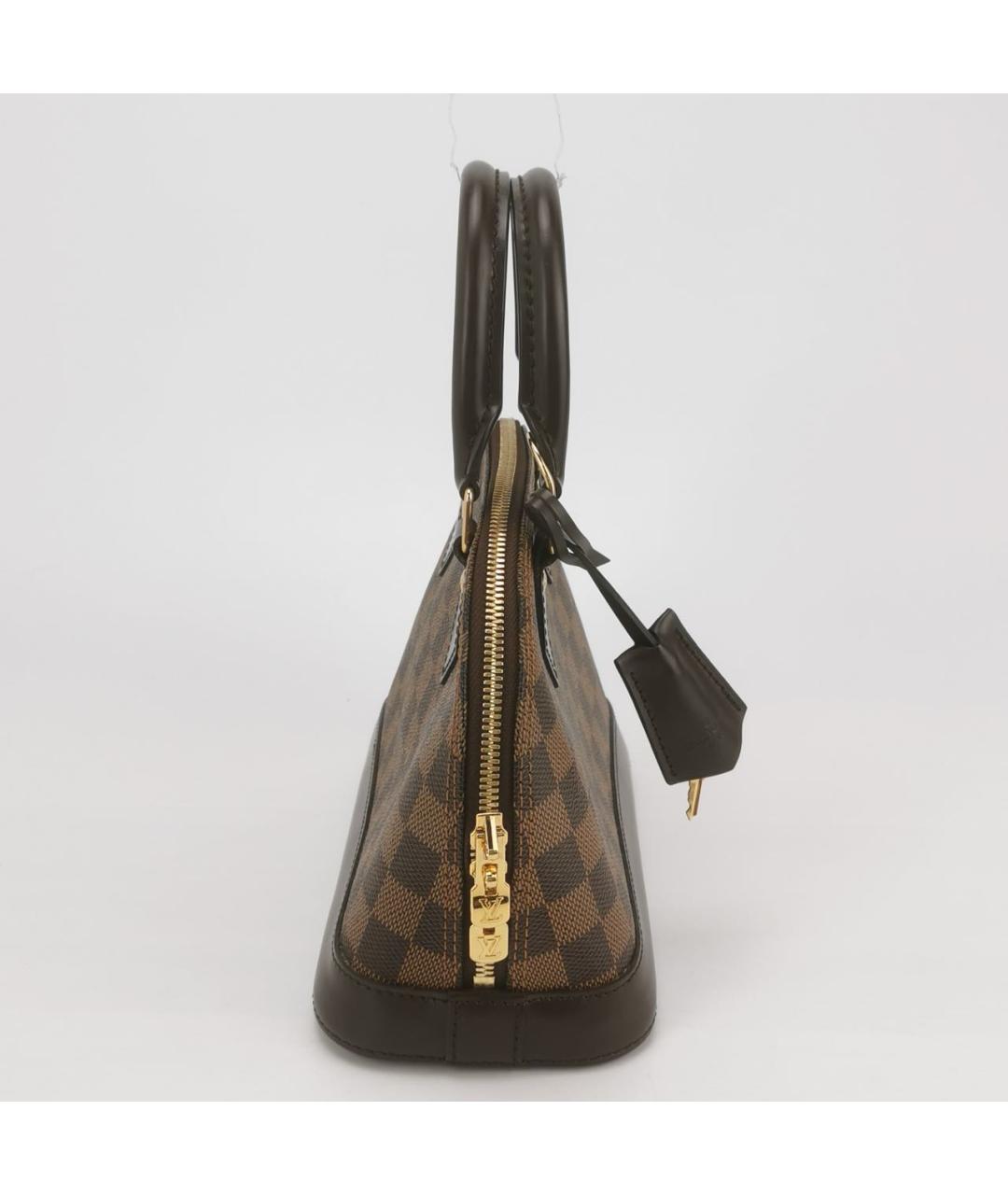 LOUIS VUITTON Коричневая кожаная сумка с короткими ручками, фото 3