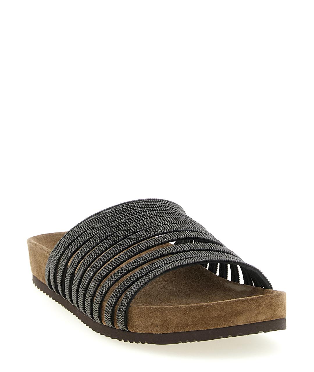 BRUNELLO CUCINELLI Черные замшевые шлепанцы, фото 2