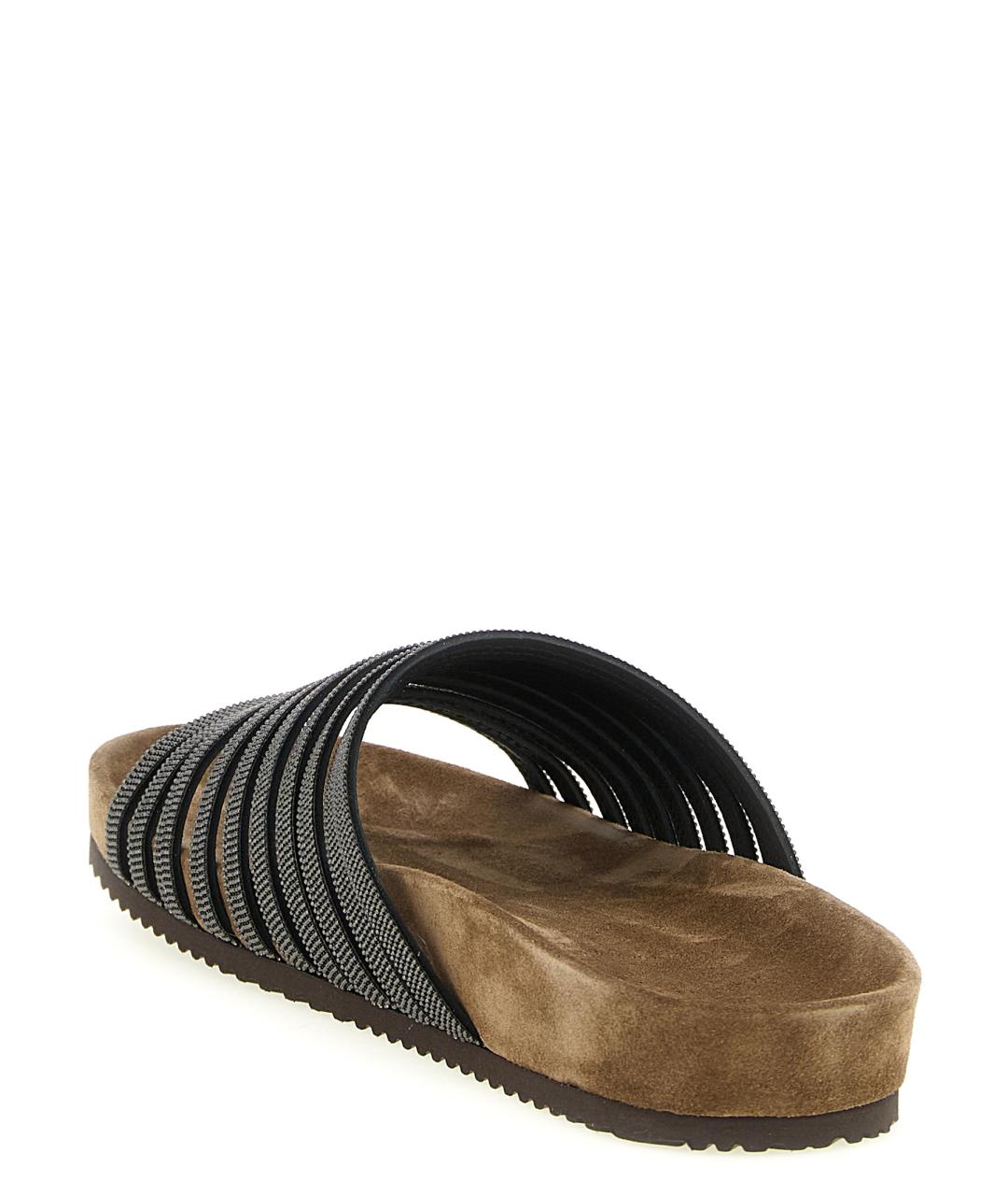 BRUNELLO CUCINELLI Черные замшевые шлепанцы, фото 3