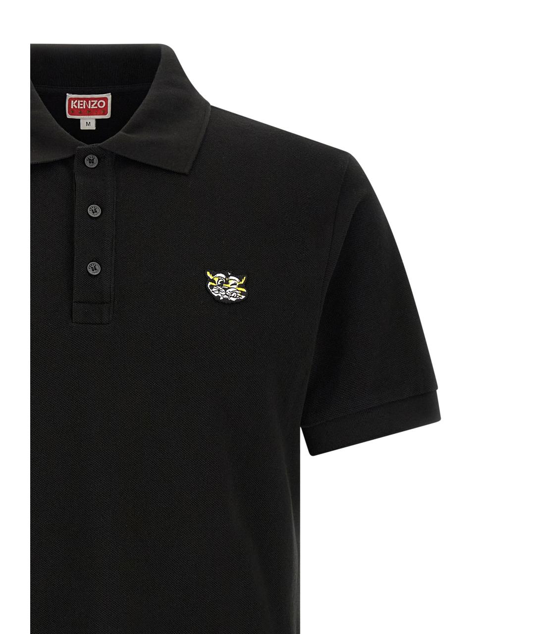 KENZO Черное хлопковое поло с коротким рукавом, фото 3