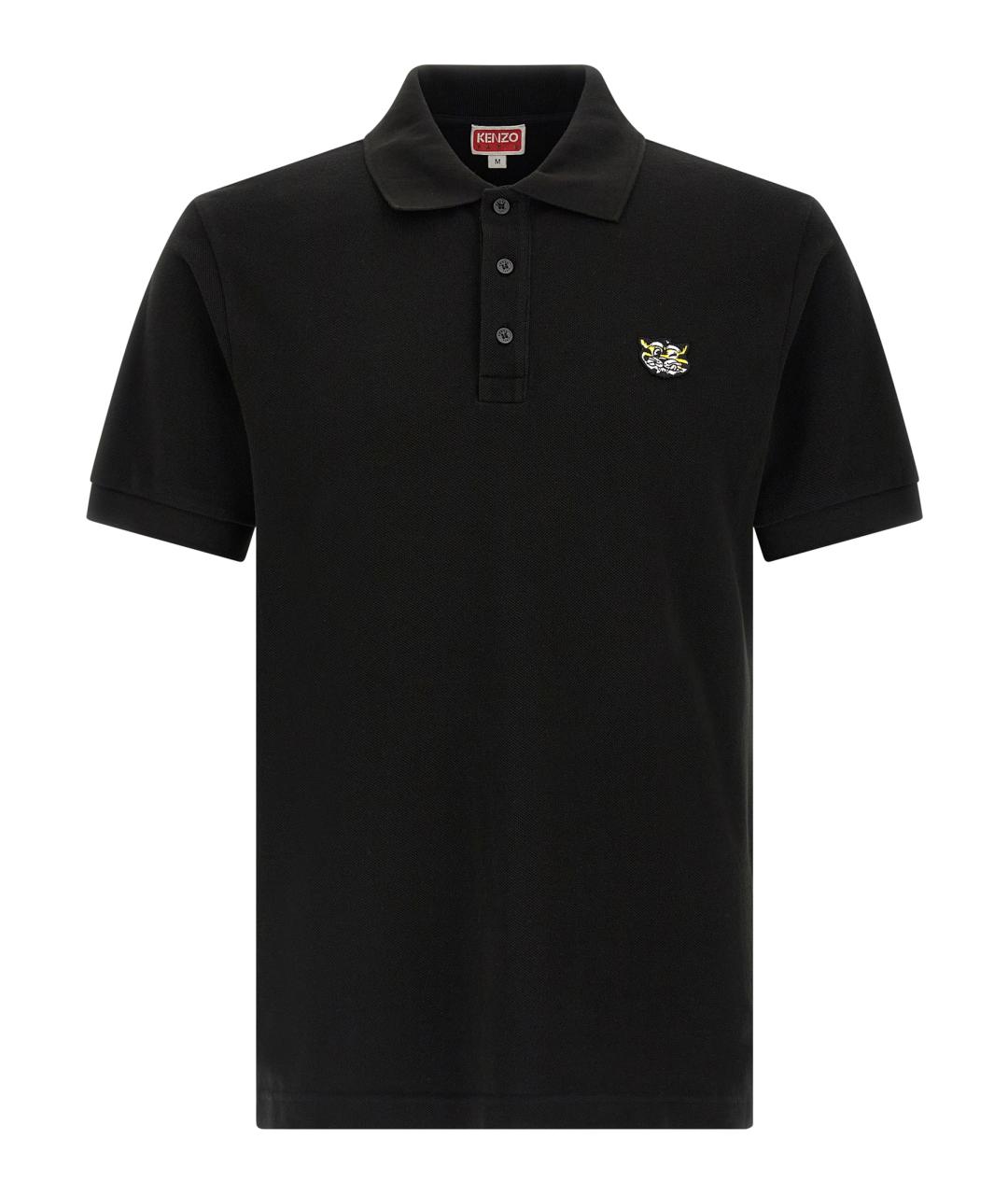 KENZO Черное хлопковое поло с коротким рукавом, фото 1