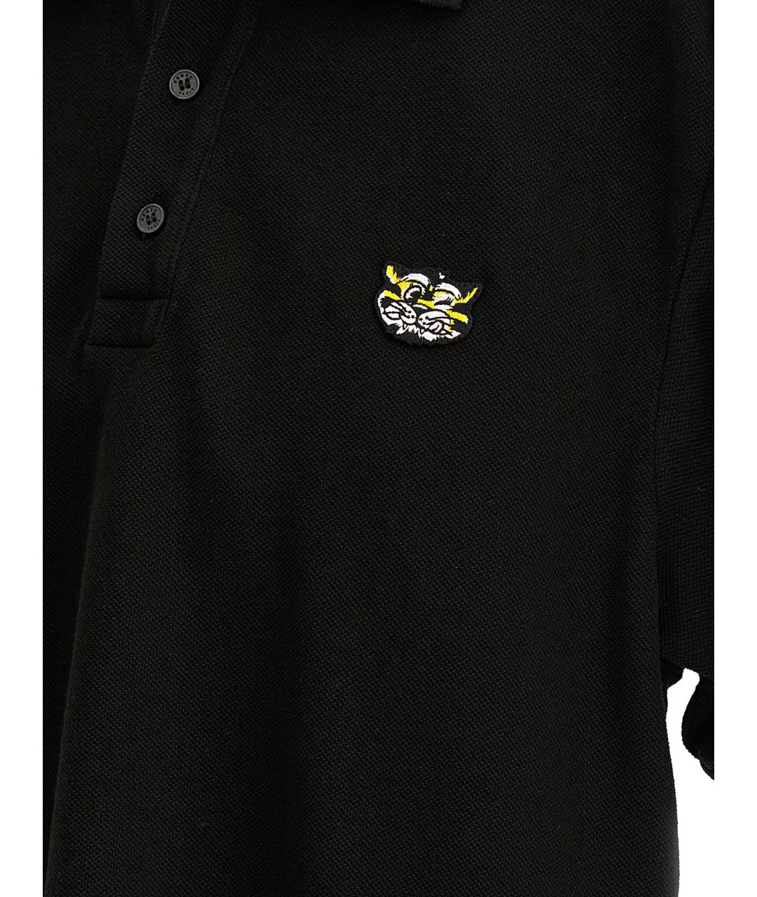 KENZO Черное хлопковое поло с коротким рукавом, фото 4