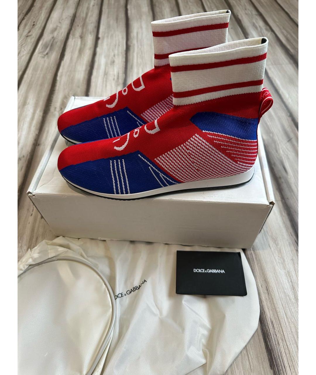 DOLCE & GABBANA KIDS Красные текстильные кеды, фото 2