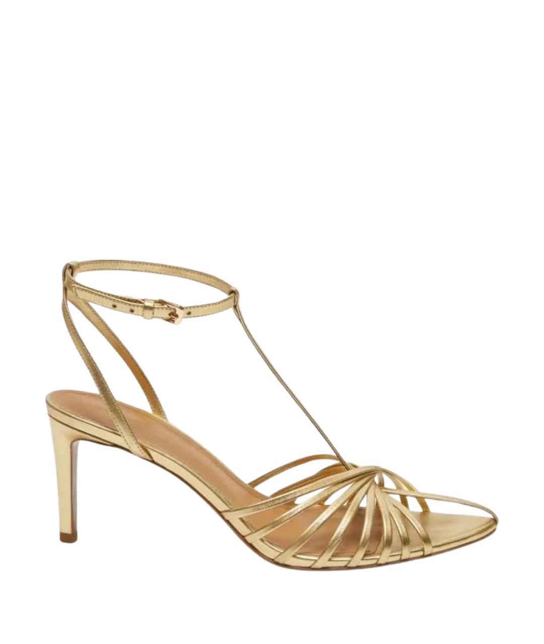 12 STOREEZ Золотые кожаные босоножки, фото 1