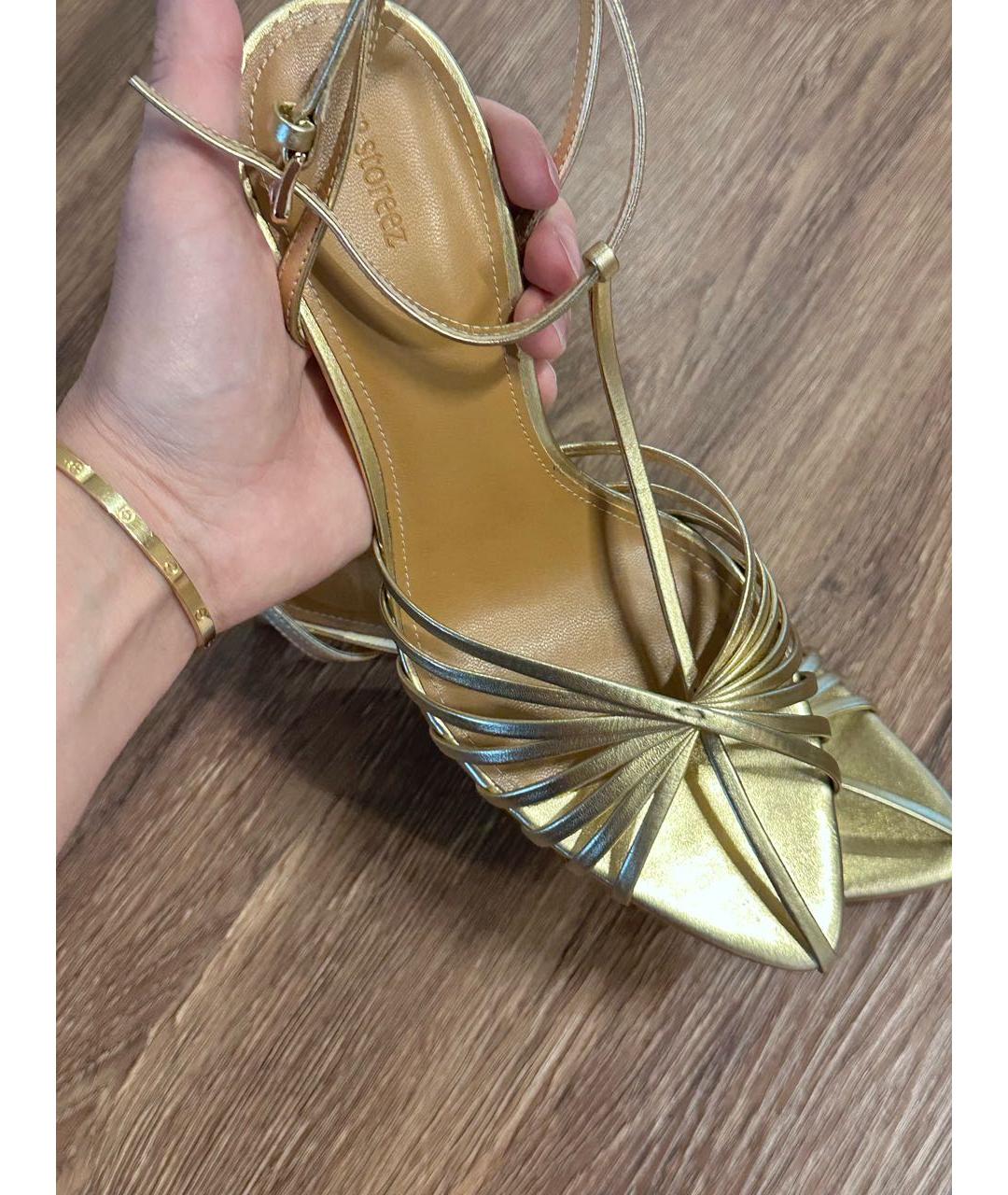 12 STOREEZ Золотые кожаные босоножки, фото 6