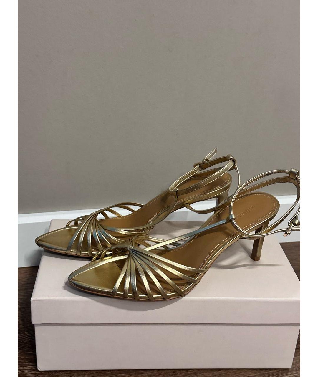 12 STOREEZ Золотые кожаные босоножки, фото 2