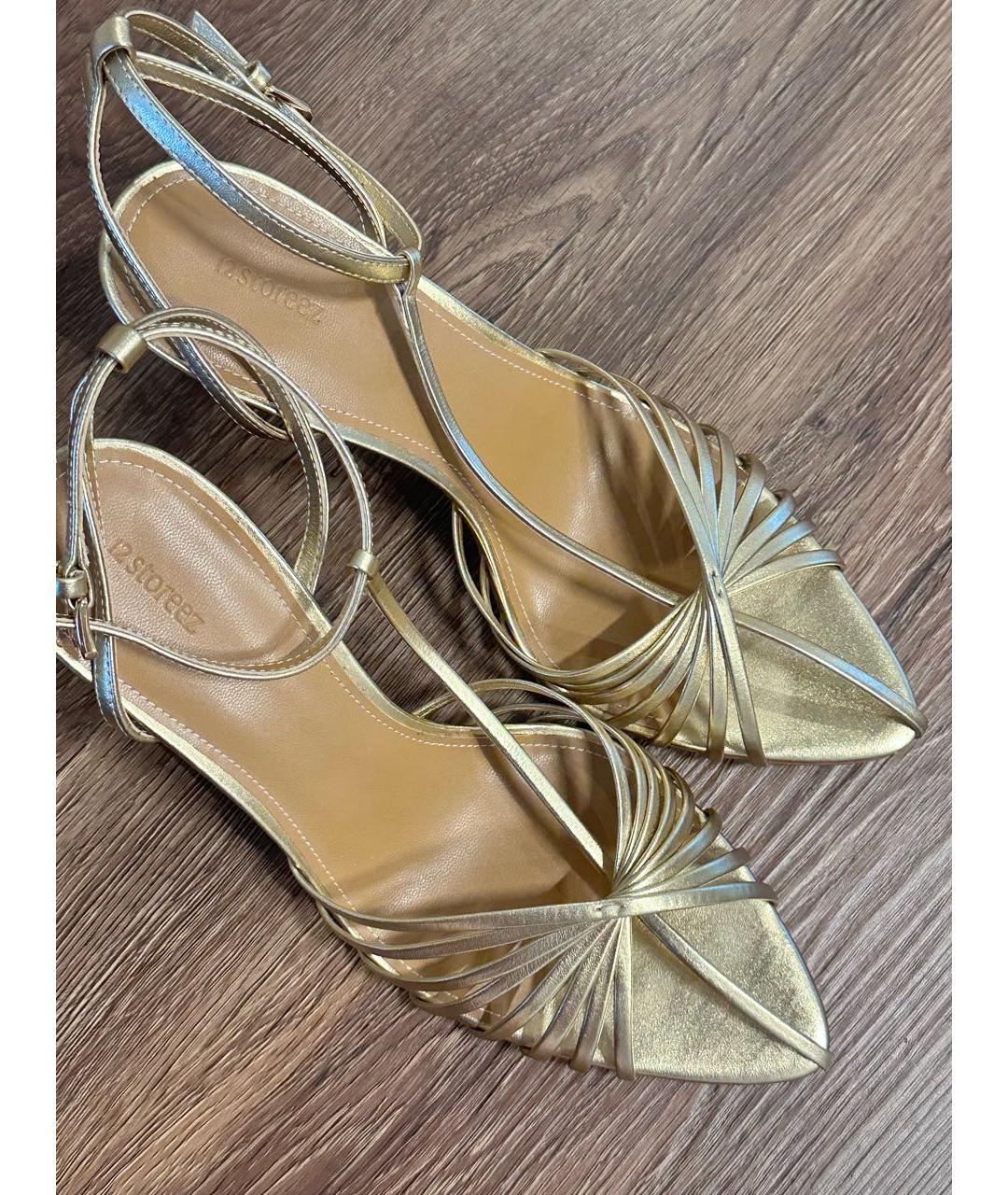 12 STOREEZ Золотые кожаные босоножки, фото 3