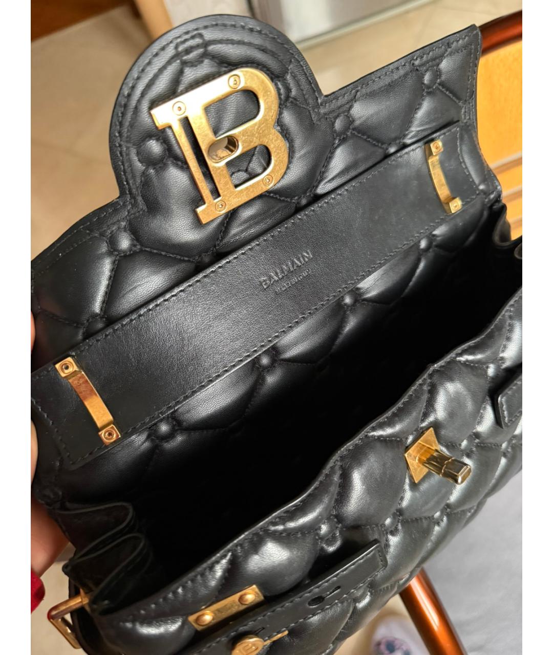BALMAIN Черная кожаная сумка через плечо, фото 4