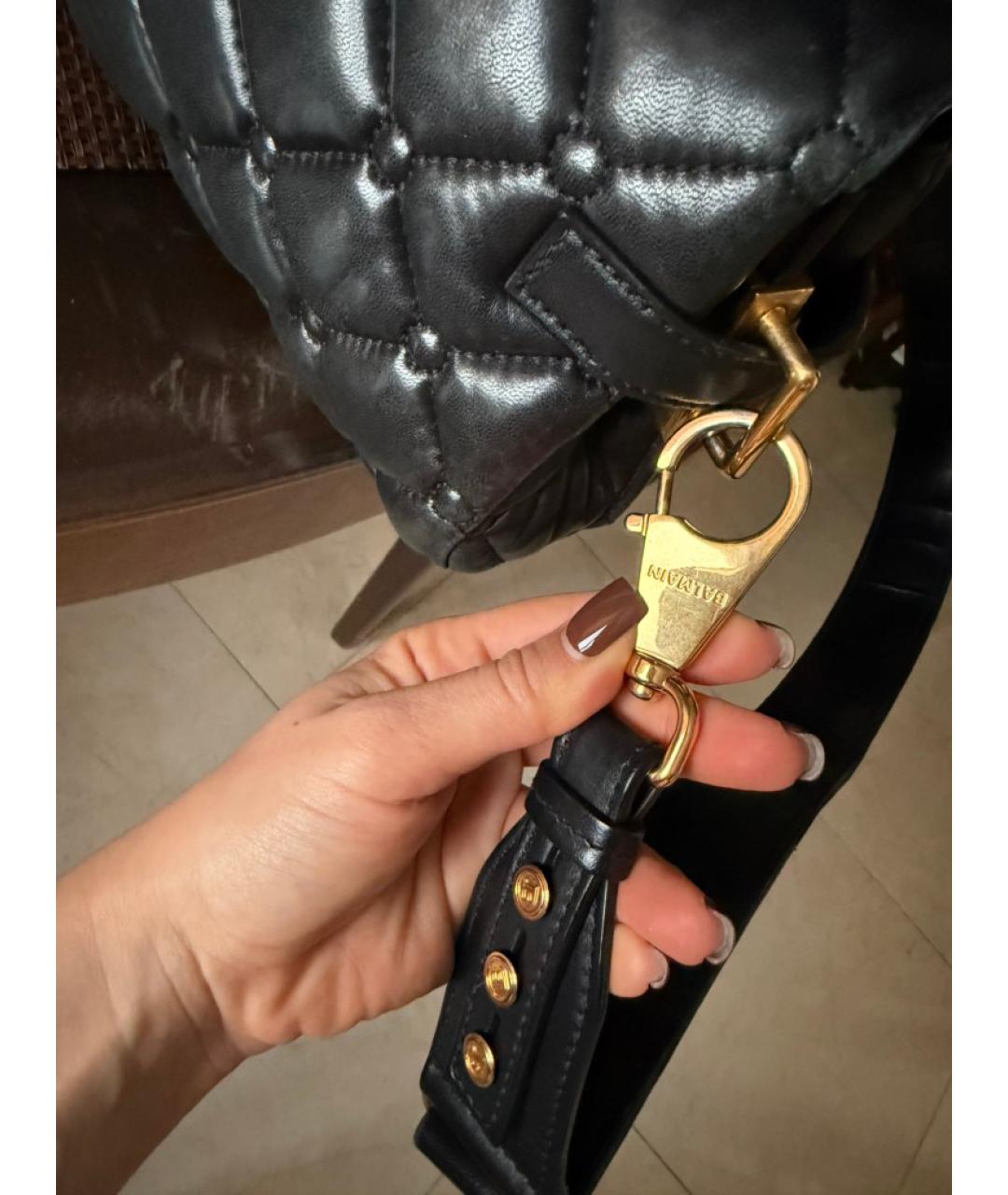 BALMAIN Черная кожаная сумка через плечо, фото 3